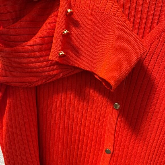 Tint & Shadow Womans Ribbed V-Neck Cardigan With Gold Buttons Sz  3X - Picture 4 of 12